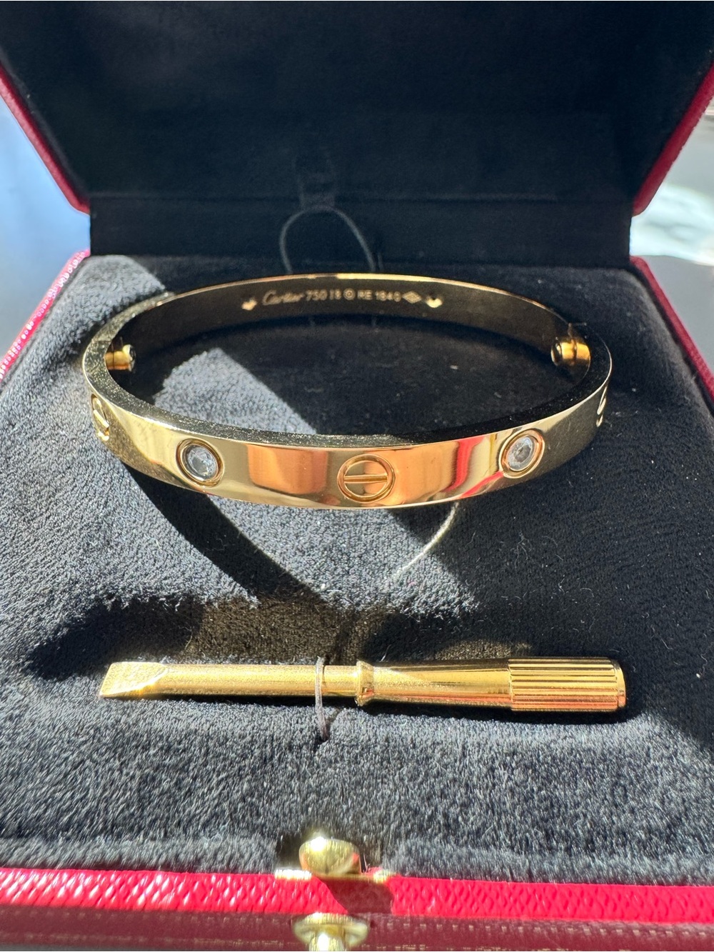 Love Bracelet in Yellow Gold with Crystal Accents